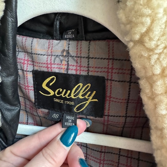 Vintage Scully 80s 90s retro leather black bomber flight jacket coat fur collar - Picture 6 of 8